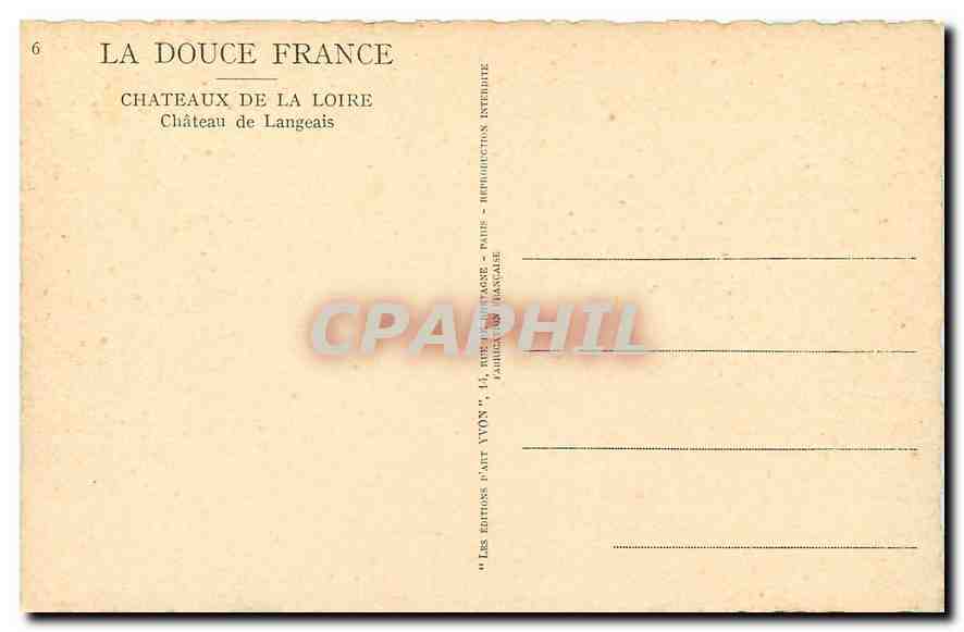 CPA Chateaux de la Loire Chateau de Langeais  — Verso