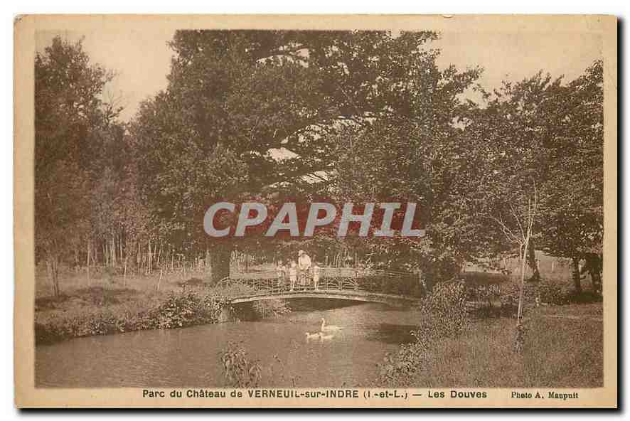 CPA Parc du Chateau de Verneuil sur Indre I et L Les Douves 