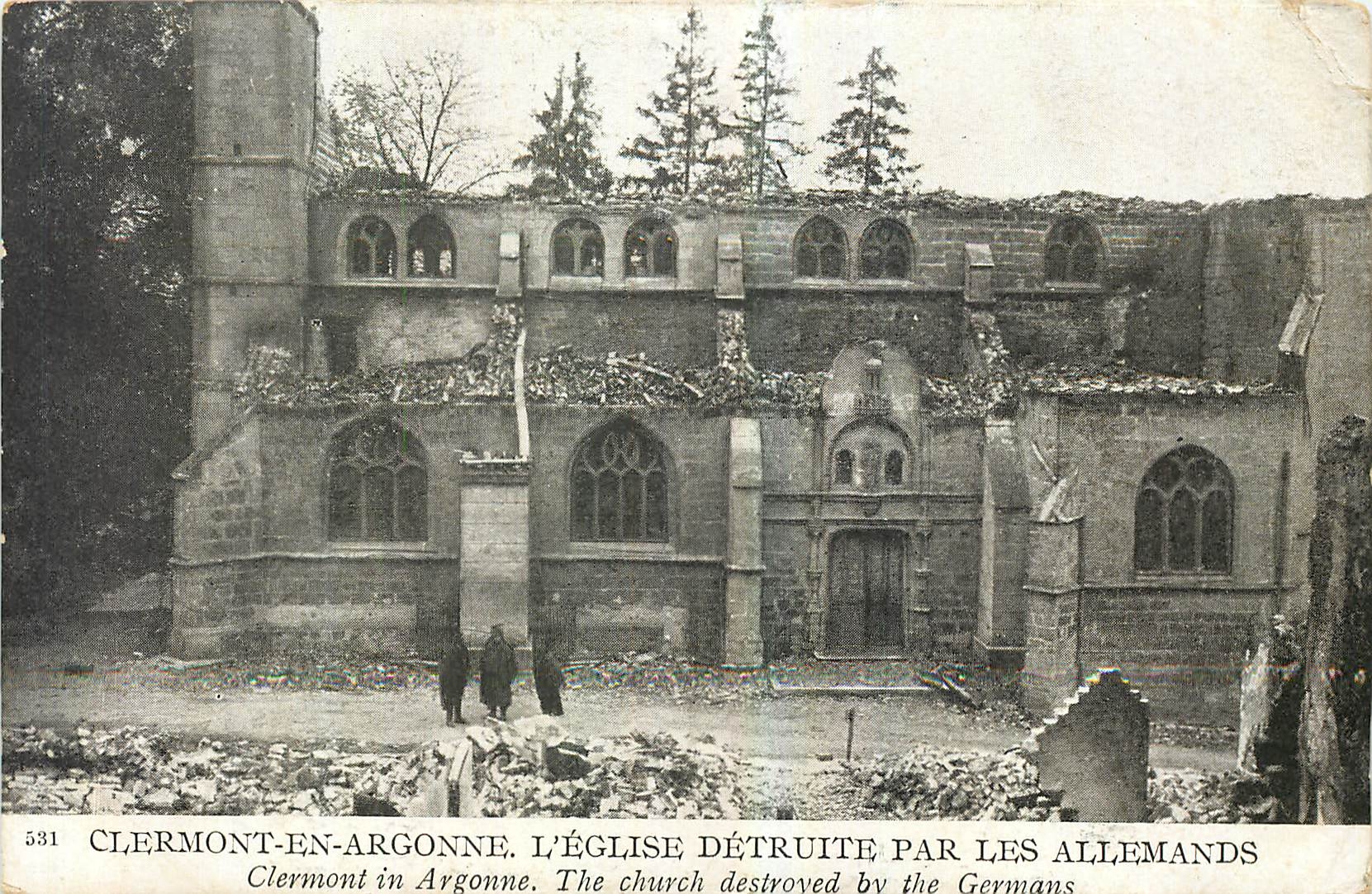 CPA Clermont en Argonne l'Eglise deteruite par les Allemands 