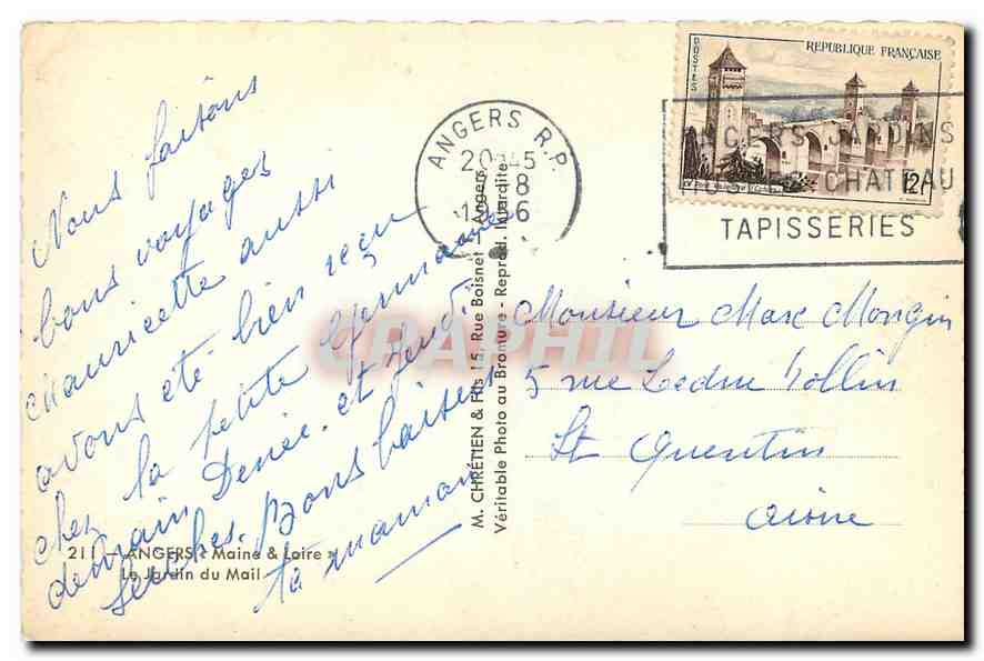 CPA Angers Maine et Loire Le Jardin du Mail  — Rückseite