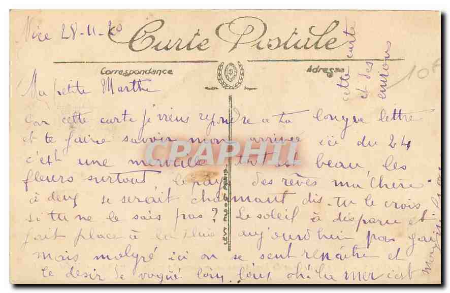 CPA Cannes Vue generale prise du Mont Chevalier  — Rückseite