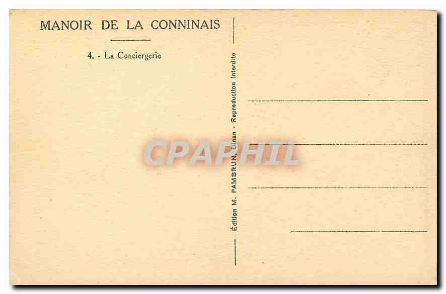 Dinail - Manoir de la Conninais — Édition M. Pambrun — Rückseite