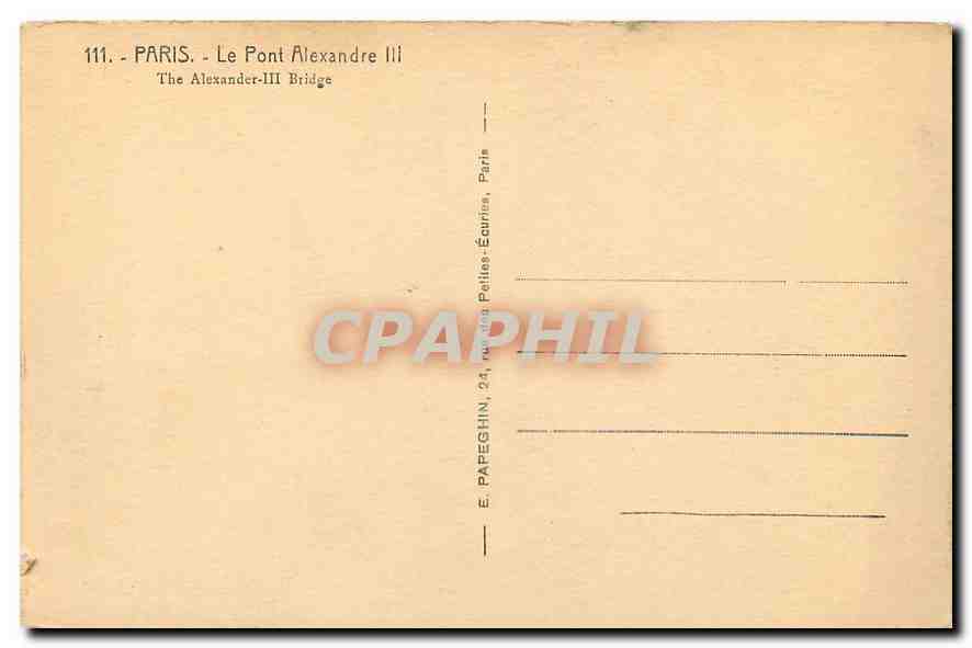 CPA Paris Le Pont Alexandre III  — Rückseite