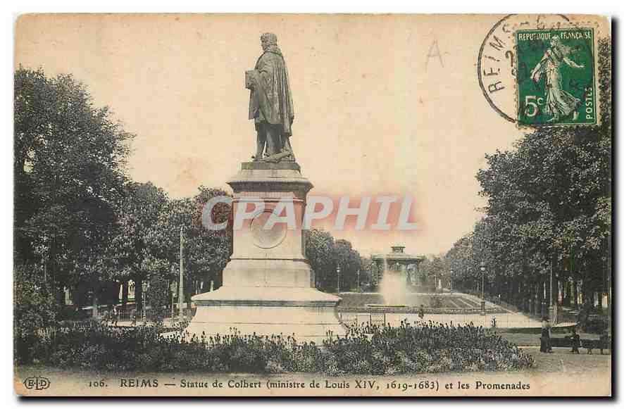 CPA Reims Statue de Colbert Ministre de Louis XIV et les promenades