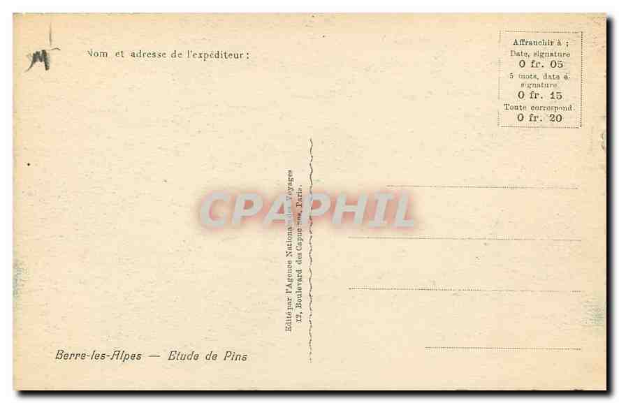 CPA Berre les Alpes Etude de pins — Rückseite