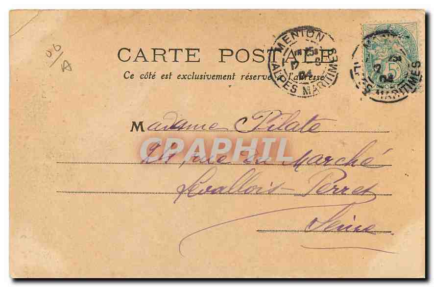 CPA Menton Le Torrnet Saint Louis  — Rückseite