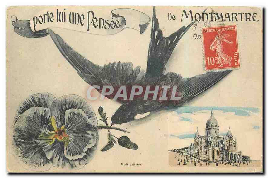 CPA Porte lui une Pensee de Montmartre Paris