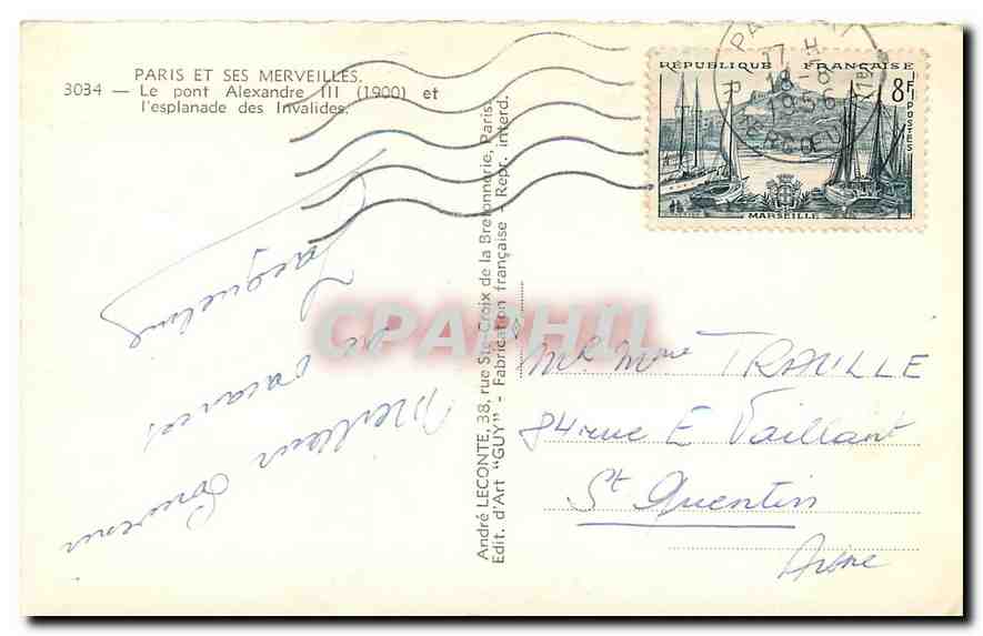 CPA Paris et ses Merveilles Le Pont Alexandre III et l'esplanade des Invalides  — Verso