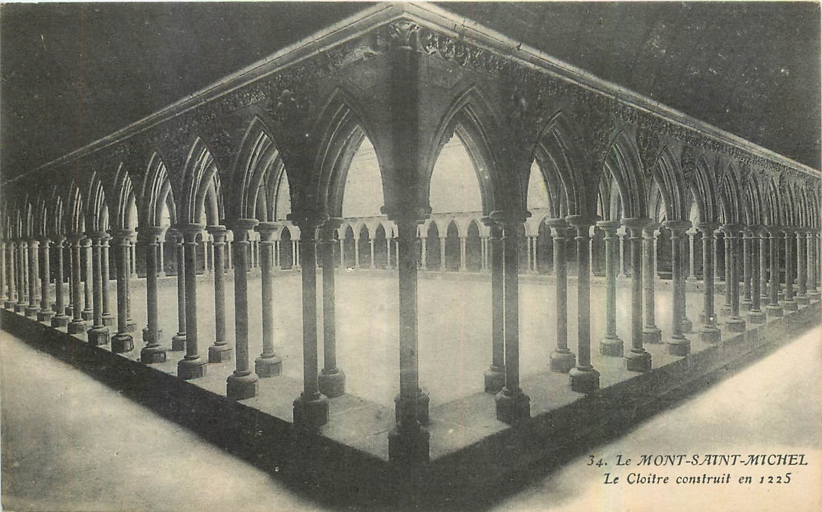 CPA Le Mont Saint Michel Le Cloitre construit en 1225 