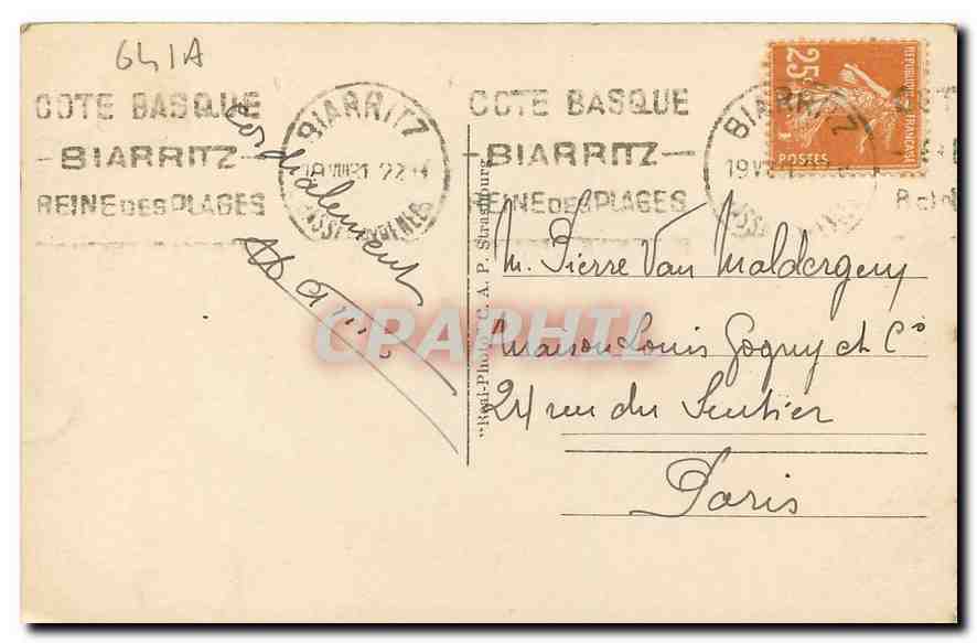 CPA Biarritz Port des Pecheurs et Hotel d'Angleterre  — Rückseite