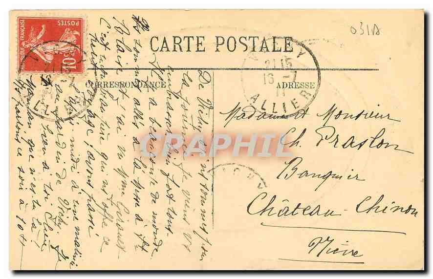 CPA Vichy La Tour de l'Horloge  — Rückseite