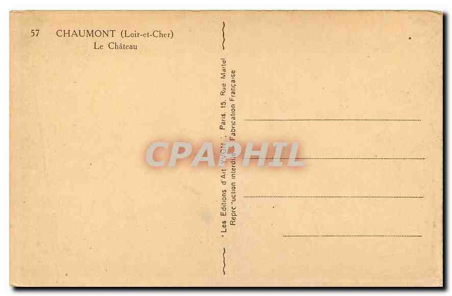 CPA Chaumont Loir et Cher Le Chateau  — Rückseite