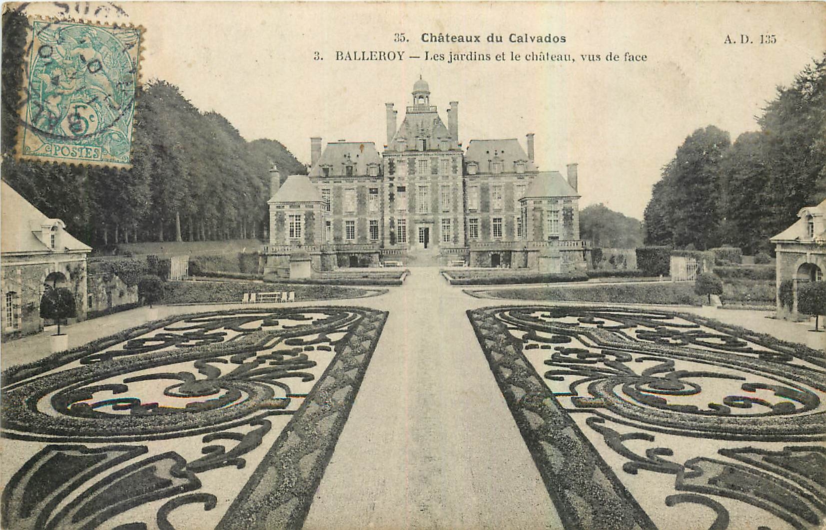 CPA Chateaux du Calvados Balleroy Les Jardins et le Chateau vus de face 