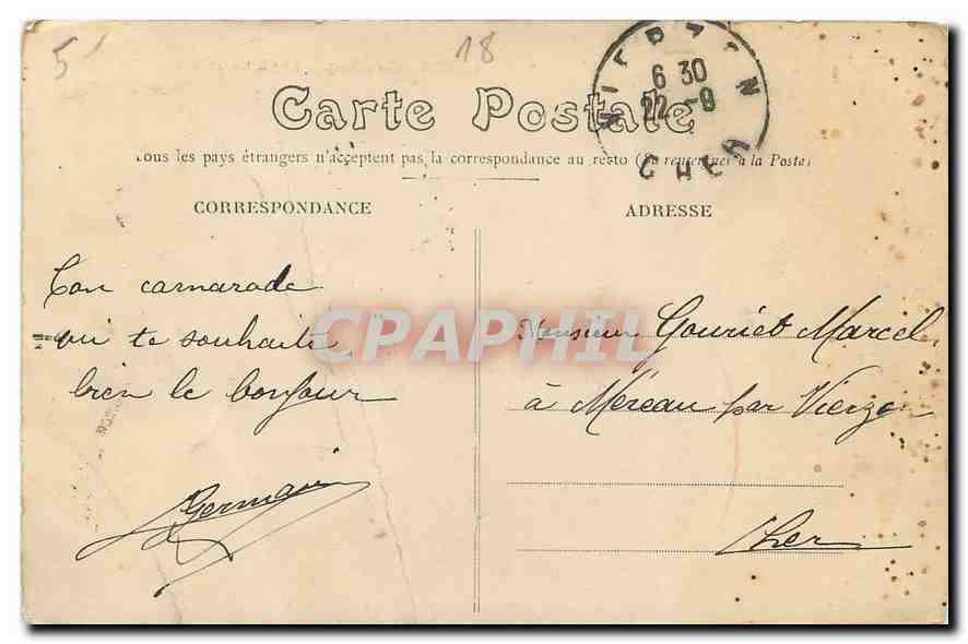 CPA Vouzeron Cher Le Chateau cote Nord Est  — Rückseite