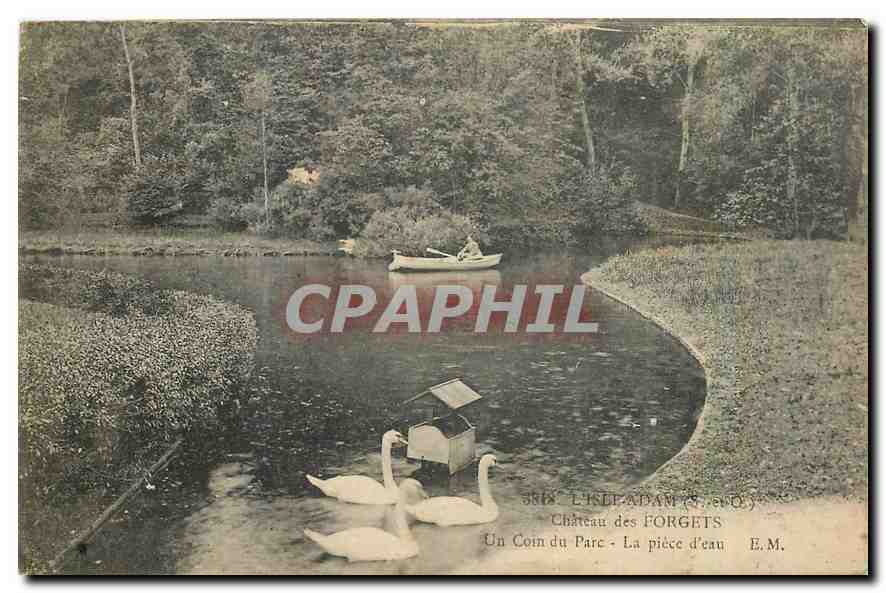 CPA L'Isle Adam S et O Chateau des Forgets Un Coin du Parc La piece d'eau 