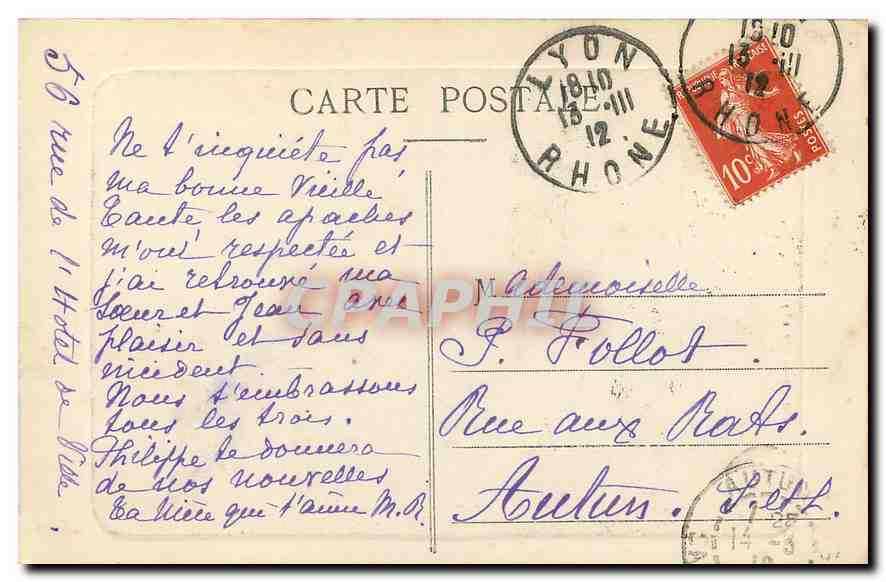 CPA Lyon Eglise de Fourviere et Tour Metallique  — Verso