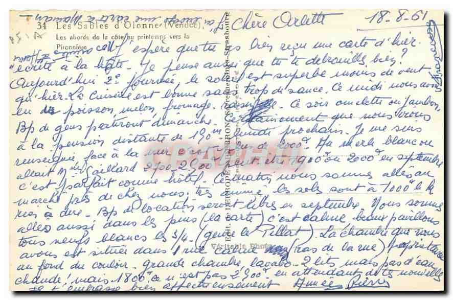 Les Sables d'Olonne (Vendée) — Abords de la côte au printemps — Éditeur EOROP — Rückseite