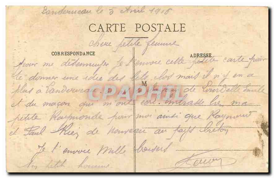 CPA Autour des Lits Clos Femme — Verso