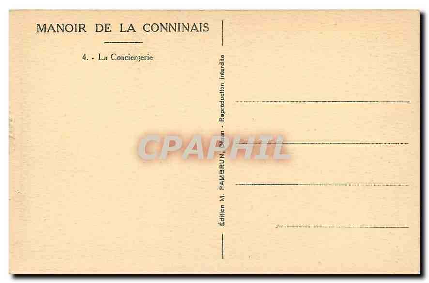Dinail - Schloss La Conninais — Die Conciergerie — Edition von M. Pambrun, Dinan — Rückseite