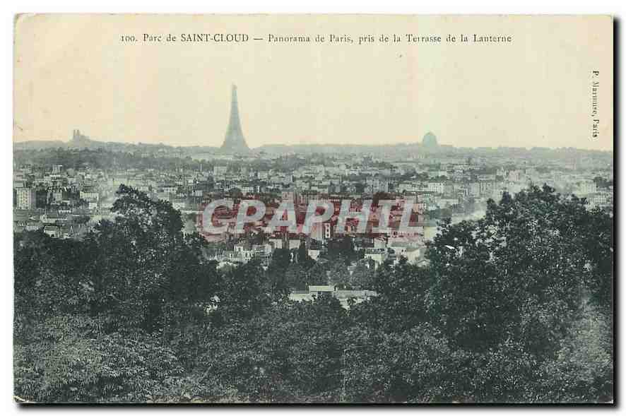 CPA Parc de Saint Cloud Panorama de Paris pris de Terrasse de la Lanterne Tour Eiffel