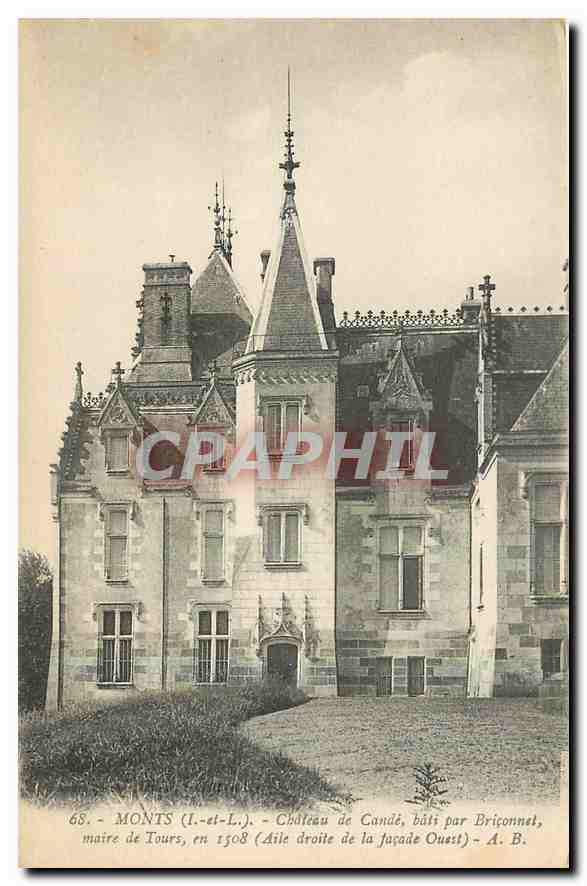 CPA Monts I et L Chateau de Cande bati par Briconnel maire de Tours Aile droite de la facade Ouest 