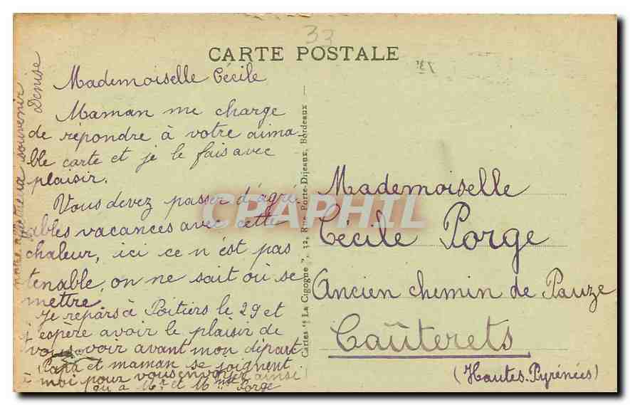 CPA Bordeaux Le Grand Theatre  — Verso
