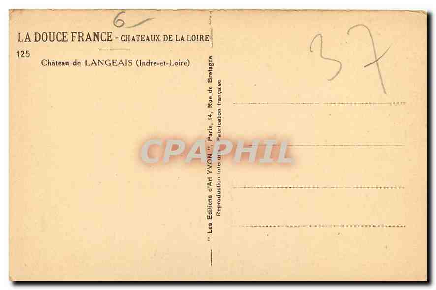 CPA La Douce France Chateaux de la Loire Chateau de Langeais Indre et Loire  — Verso