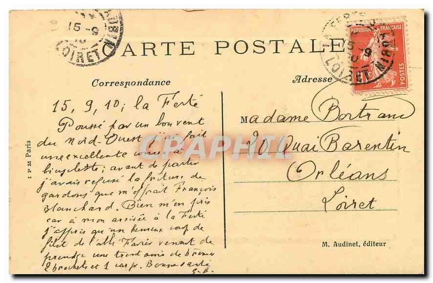 CPA La Ferte Saint Aubin Porte du Chateau et Orphelinat St Leon  — Rückseite