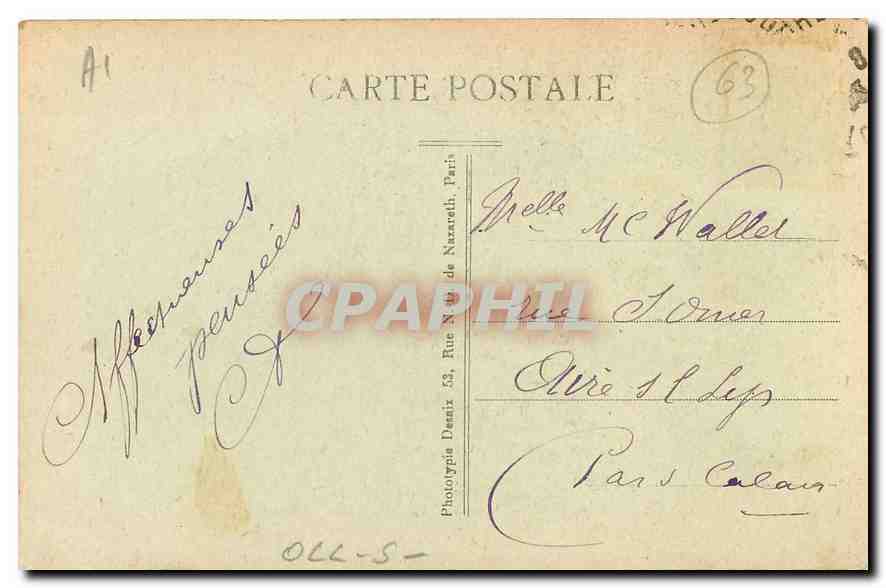 CPA Orcival P de D Le Tombeau de la Vierge  — Verso