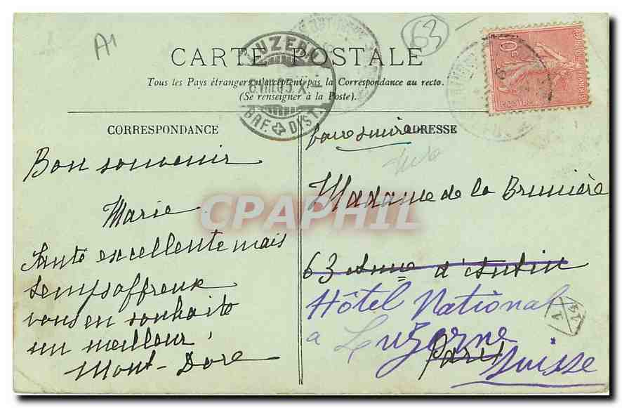CPA Environs du Mont Dore La Csacade du Saut du Loup  — Verso