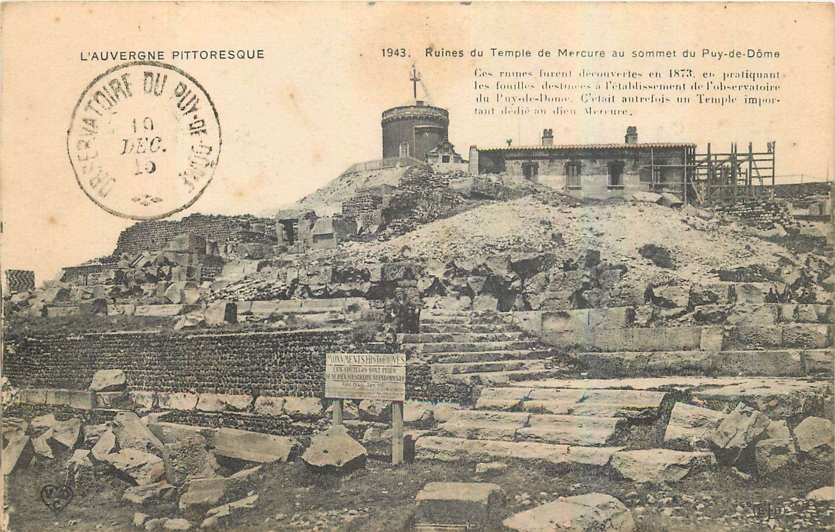 CPA Ruines du Temple de Merrcure au sommet du Puy de Dome 