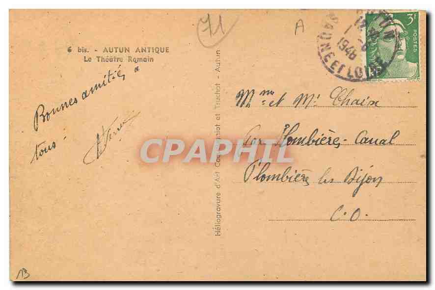 Autun - Le Théâtre Romain — Héliogravure d'Art Truchet et Truchet - n°6 bis — Rückseite