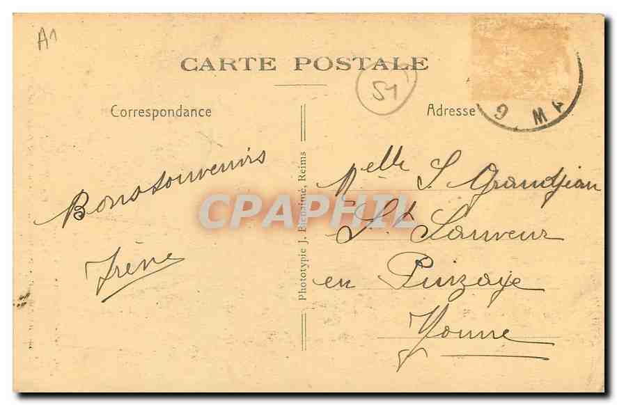 CPA Reims La Cathedrale Grand Portail Porche central  — Back