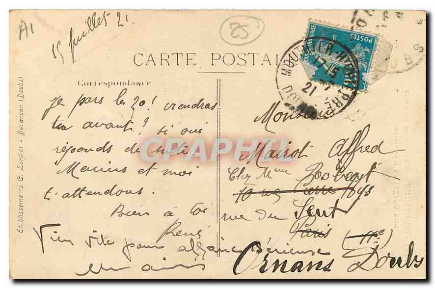 Mouthier — Rapides de la Loue aux Gorges de Nouailles — C-L-B, n°632 — Reverso