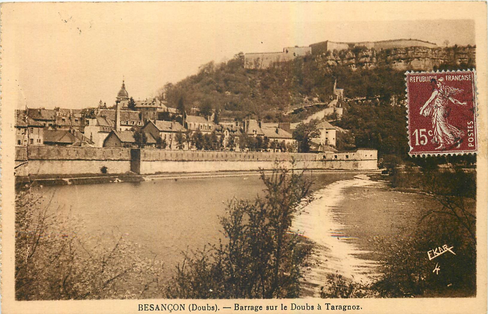 CPA Besancon Doubs Barrage sur le Doubs a Taragnoz 