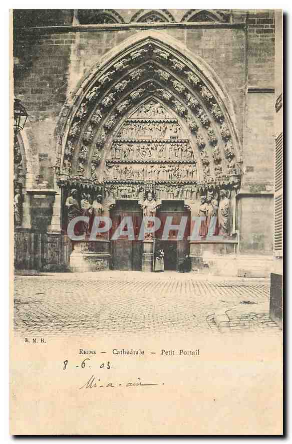 CPA Reims Cathedrale Petit Portail 