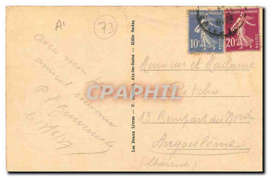 CPA Aix les Bains Le Parc Les Sources  — Verso