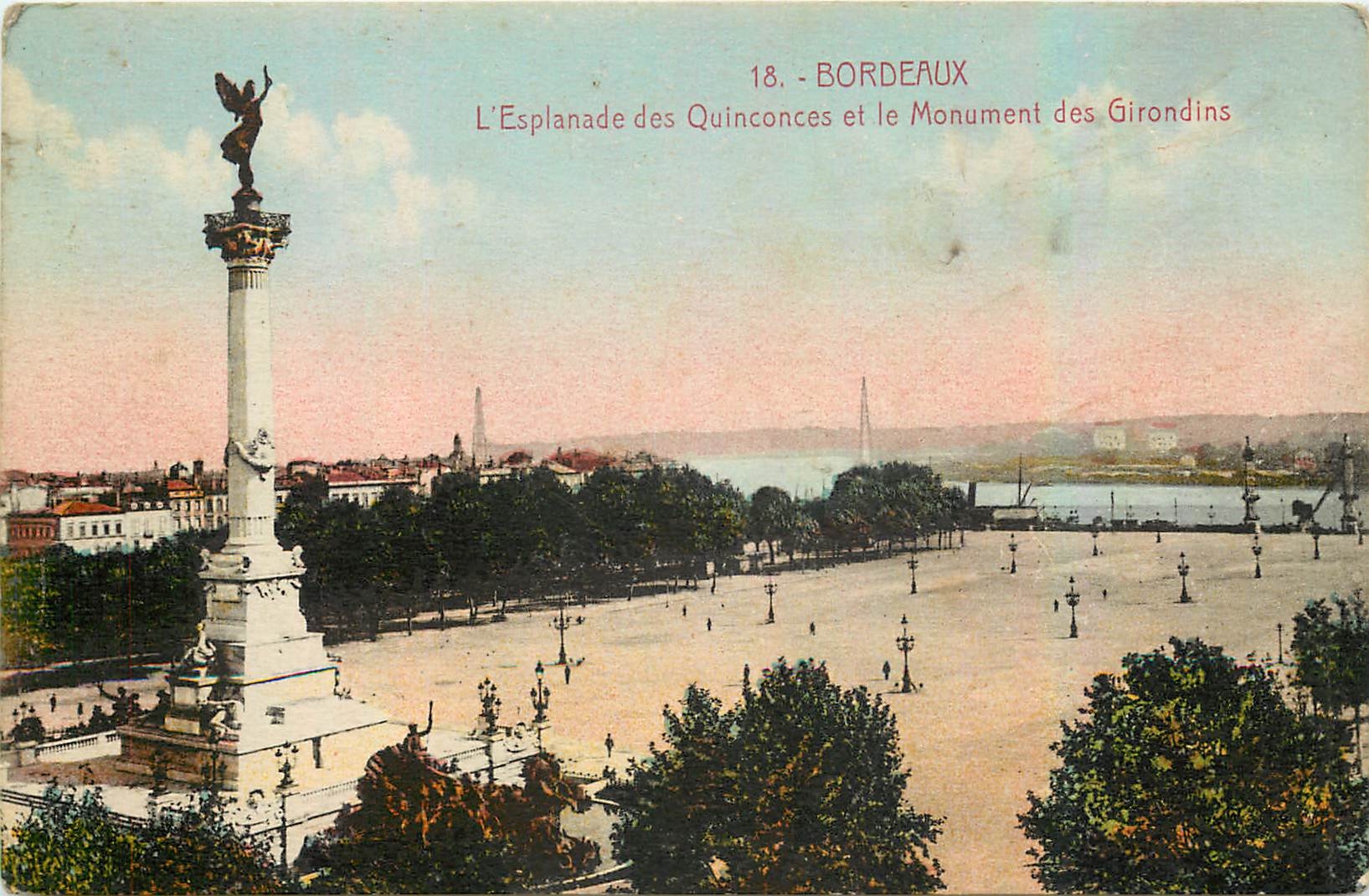 CPA Bordeaux l'Esplanade des Quinconces et le Monument des Girondins 