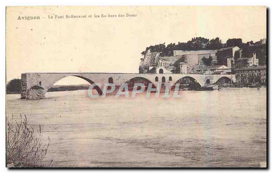 CPA Avignon Le Pont St Renezet et les Rochers des Doms 