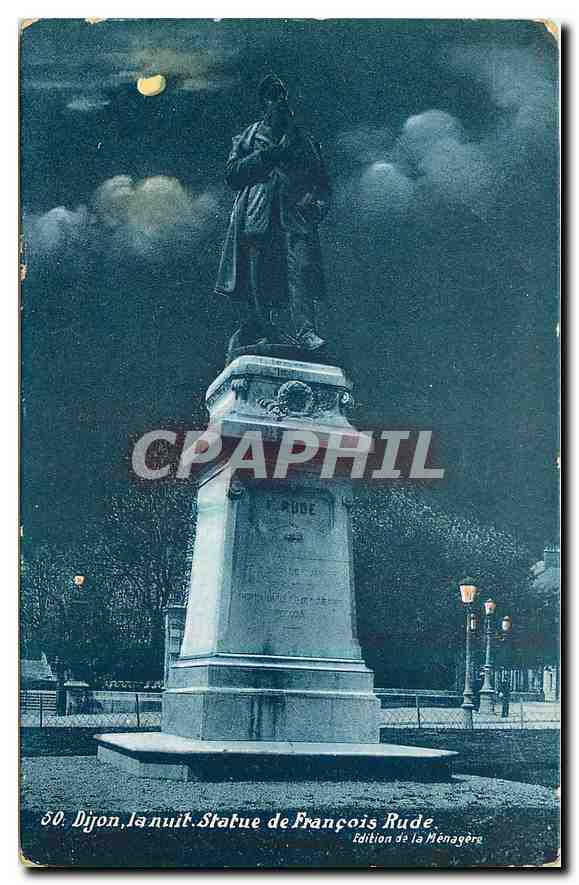 CPA Dijon la nuit Statue de Francois Rude 