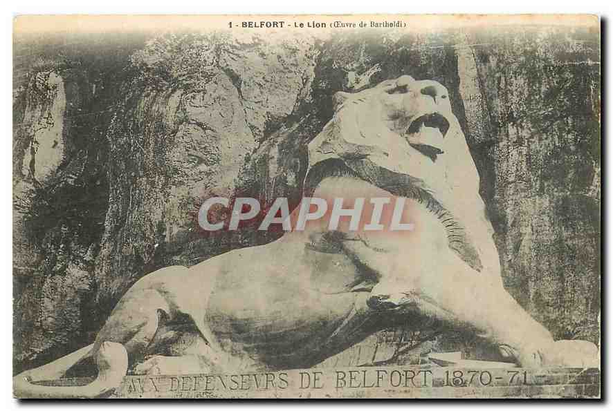 CPA Belfort Le Lion Oeuvre de Bartholdi 