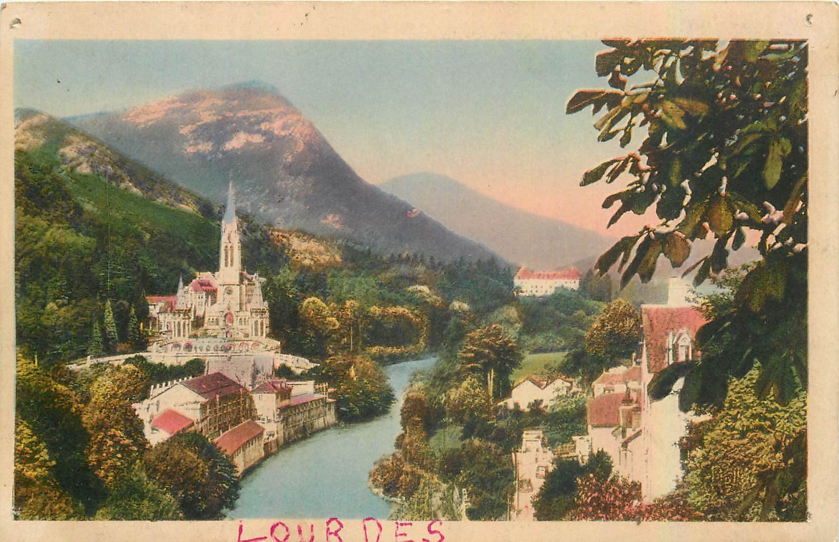 CPA Lourdes La Basilique et le Gave 