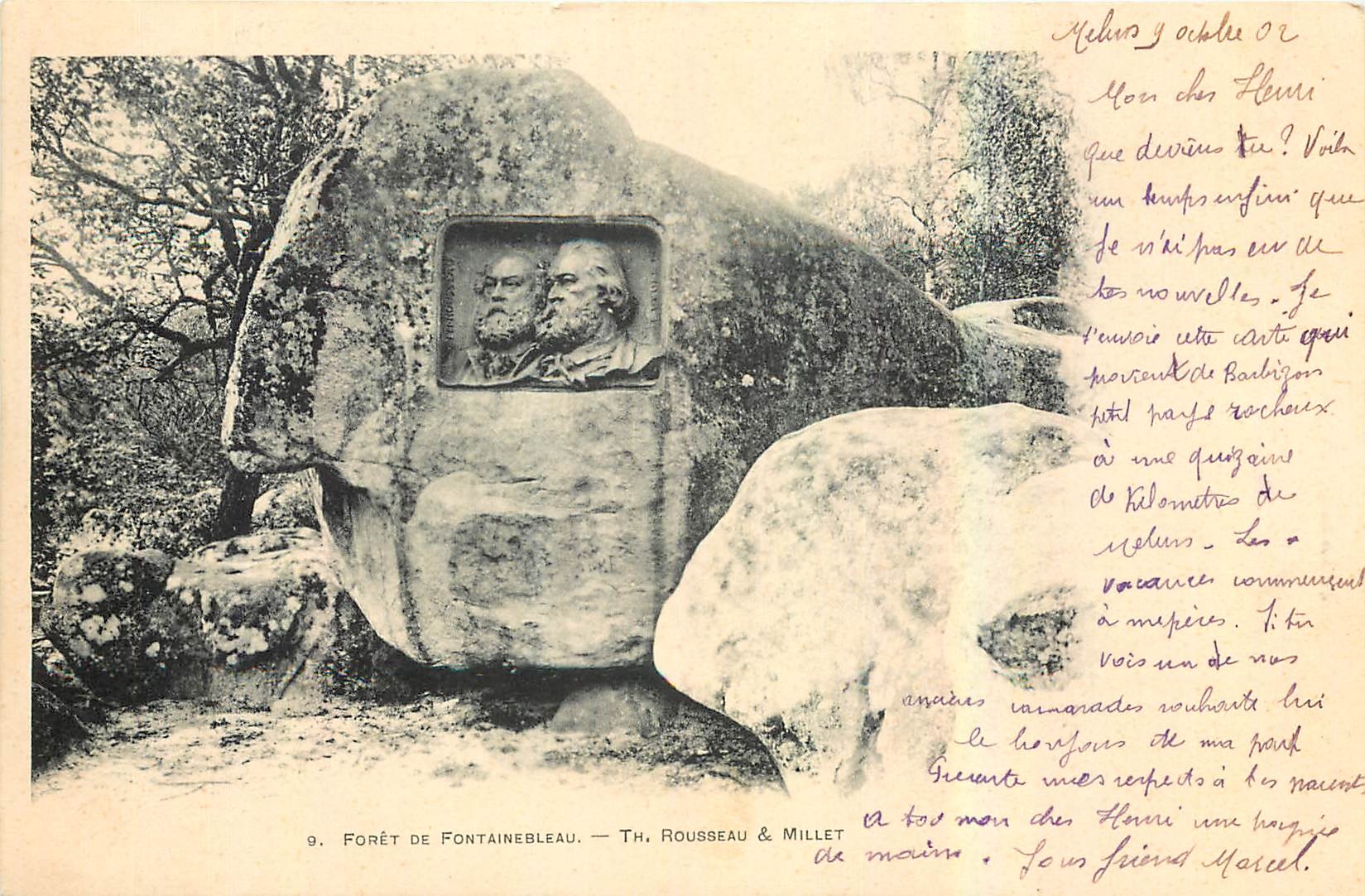 Foresta di Fontainebleau — Monumento ai busti di Rousseau & Millet — TH. Rousseau & Millet
