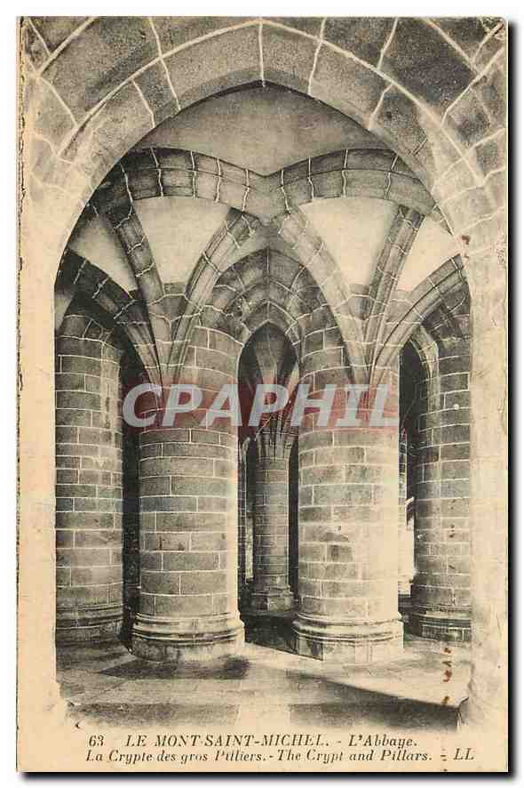 Le Mont-Saint-Michel - L'Abbaye. La Crypte des gros Piliers.