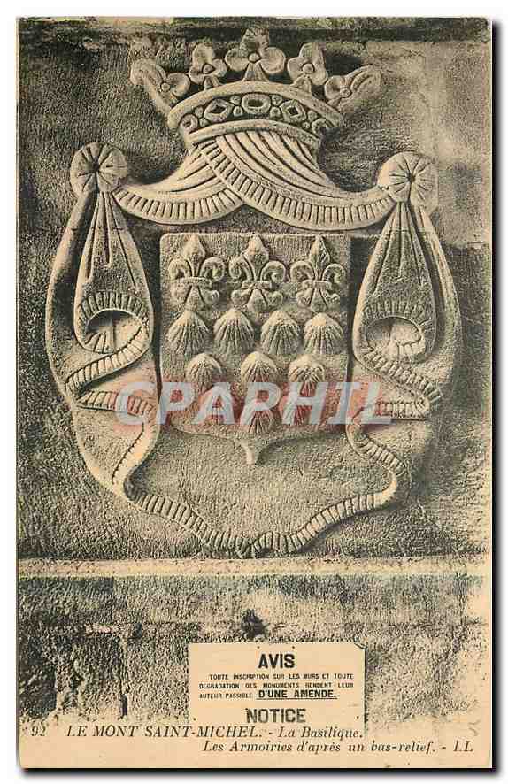 CPA Le Mont Saint Michel La Basilique Les armoiries d'apres un  bas relief