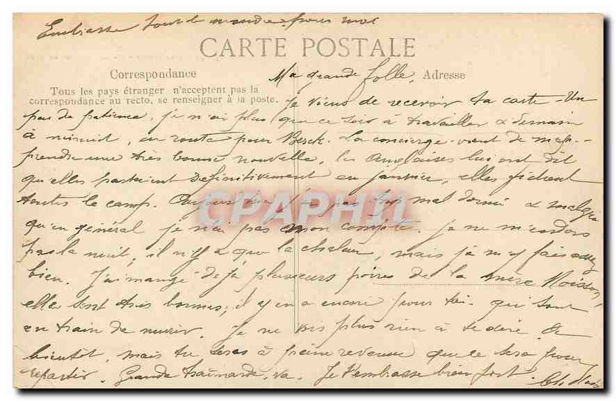 CPA Paris Chambre des Deputes ou Palais Bourbon  — Verso