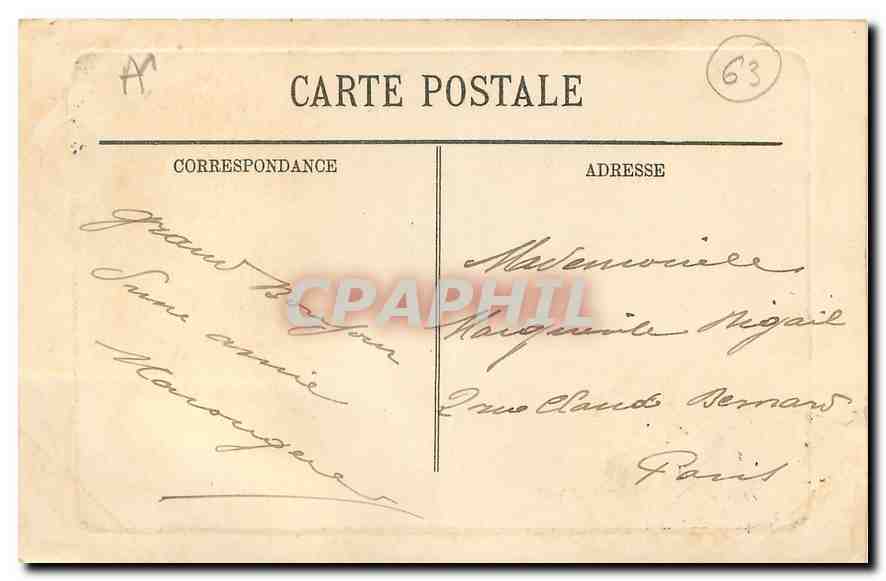 CPA Environs du Mont Dore La cascade du Plat a Barbe  — Verso