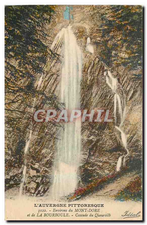 CPA l'Auvergne Pittoresque Environs du Mont Dore et de la Bourboule Cascade du Queurcilb 