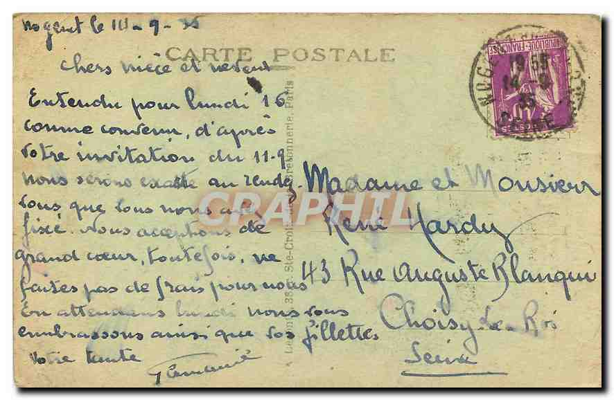 CPA Paris Les Jardins du Trocadero Le pont d'Iena et la Tour Eiffel — Rückseite