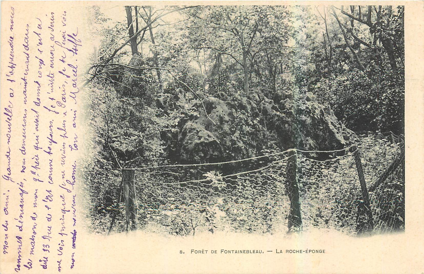 Forêt de Fontainebleau — La Roche-Éponge — Éditeur A. Roger Frères, n°8